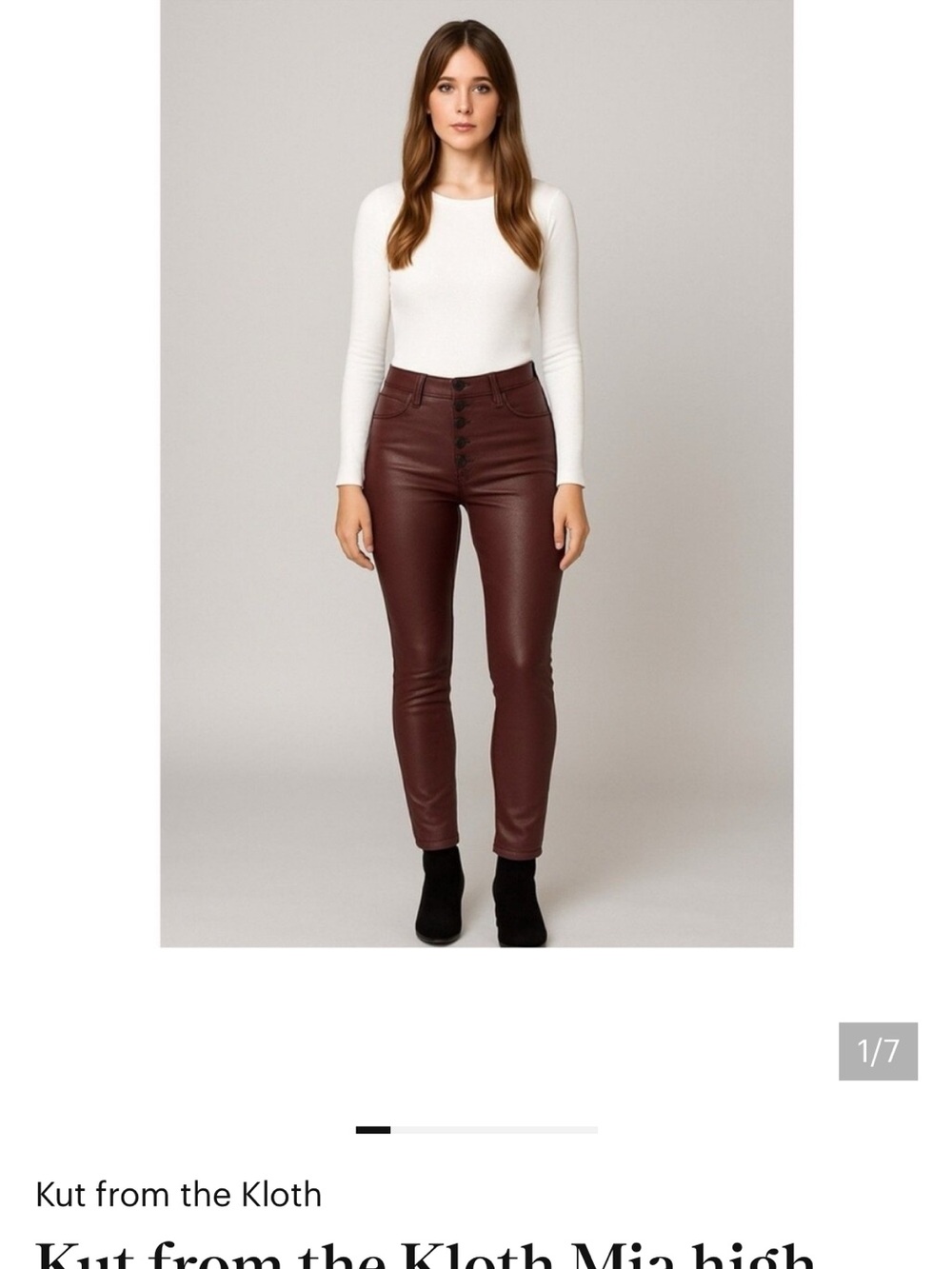 Kut from the Kloth High-Rise Skinny Jeans in Burgundy Brown, Size 4, NWT